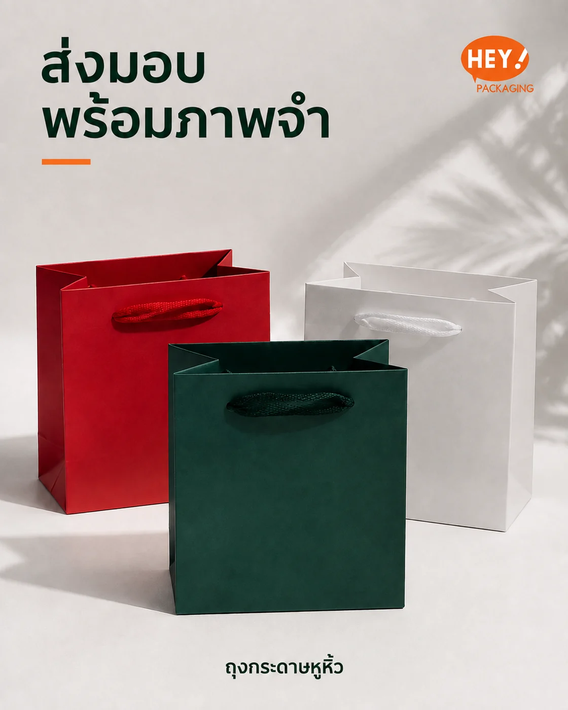 ตัวอย่างถุงกระดาษมีหูเชือกหลายสี