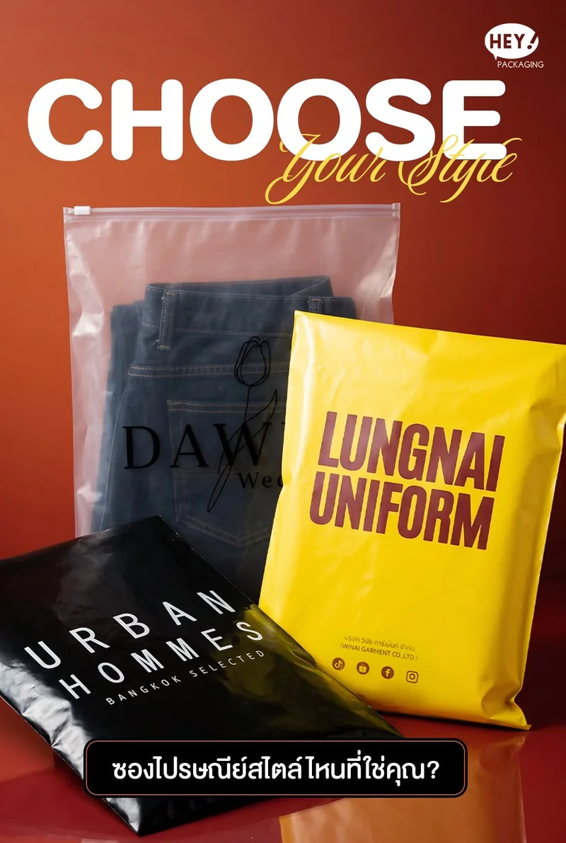 ภาพปกรวมซองสีเหลือง LUNGNAI UNIFORM ซองใส DAWIN และซองสีดำ URBAN HOMMES